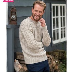 Woolovers Pure Wool Aran Knitted Sweater EUC